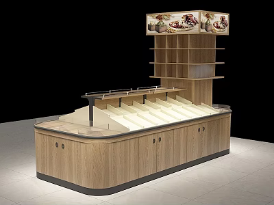 Modern Wooden Display Shelf With Multiple Shelves Cabinet Doors And Top Display Board 3d model