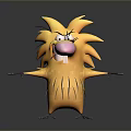 Angry Spiky Yellow Cartoon Creature With Outstretched Arms And Pink Tongue