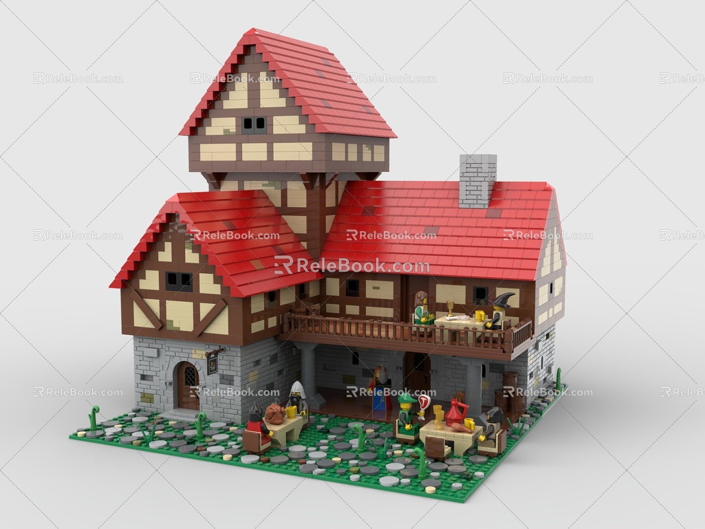 LEGO toy blocks European-style village European-style vintage village building 3d model