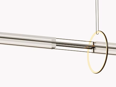Modern Stylish Pendant Light Design With Linear Glass And Circular Metal Ring Fixture 3d model