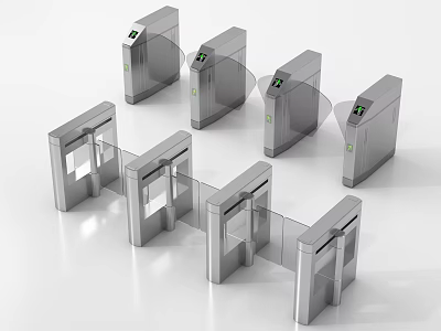 Public Facilities Modern Turnstiles Featuring Glass Barriers And Metal Structure For Secure Access 3d model