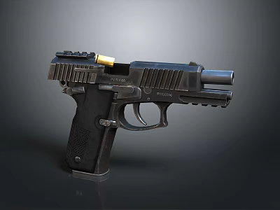 Modern Black Tactical Pistol With Textured Grip Magazine And Muzzle Device 3d model