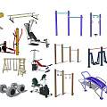 Diverse Sports Equipment Collection Featuring Gym Machines Outdoor Fitness Gear and Training Tools