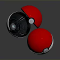 Poké Balls Display Open and Closed States with Red White Black Design and Buttons