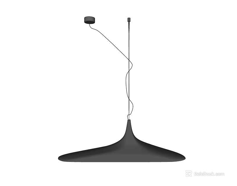 Sleek Modern Black Pendant Light With Unique Hanging Structure And Broad Base Design 3d model