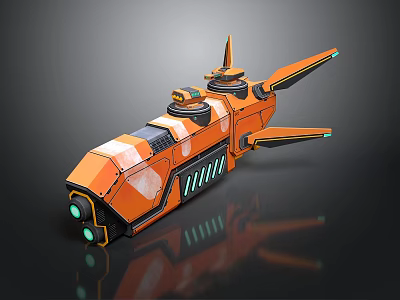Futuristic Orange Spaceship With Multiple Thrusters And Aerodynamic Design For Cosmic Travel 3d model