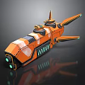 Futuristic Orange Spaceship With Multiple Thrusters And Aerodynamic Design For Cosmic Travel
