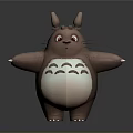Cute Brown Totoro 3D Model With White Belly Big Ears Red Eyes And Open Arms
