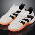 White Athletic Sneakers With Orange Sole And Black Stripes Knit Upper Design