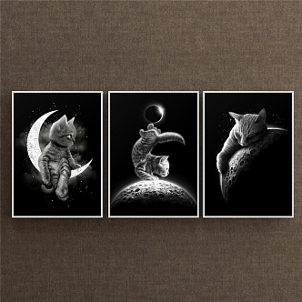 Modern Animal Painting Simple Black and White Living Room Animal 3d model