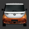 Volkswagen Sleek Modern Orange And White Van With Front Logo Black Wheels