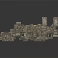 Stone Material Broken Vehicle Parts in 3D Model with Mechanical Details and Realistic Design
