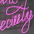 Pink Decorative Neon Lights With Hello Beauty Lettering And Black Grid Frame
