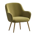 Stylish Light Green Velvet Dining Chair With Armrest And Golden Metal Legs