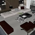 Modern Minotti Sofa Coffee Table Combination 3d model