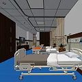 Hospital Ward Interior With Medical Beds Blue Flooring Wooden Cabinets And Equipment
