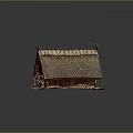 Traditional Thatched Roof Building Model With Cross Wooden Beams And Hay Structure Details
