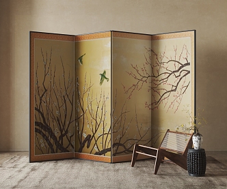 New Chinese Style Screen Partition 3d model