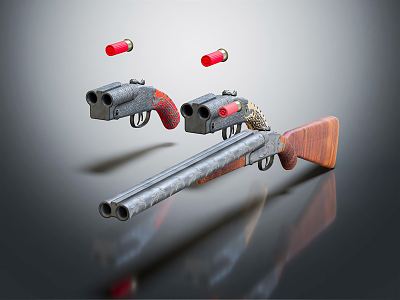 modern shotgun double barrel shotgun 3d model