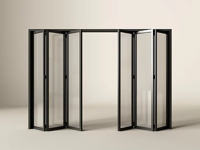 Modern Interior Folding Door With Black Frame And Glass Panels 3d model