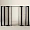 Modern Interior Folding Door With Black Frame And Glass Panels