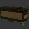Ornate Red And Gold Decorative Chest With Carved Details And Ornate Feet
