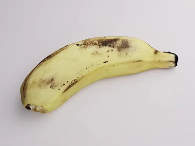 Fresh Ripe Yellow Banana With Natural Brown Spots On White Background 3d model