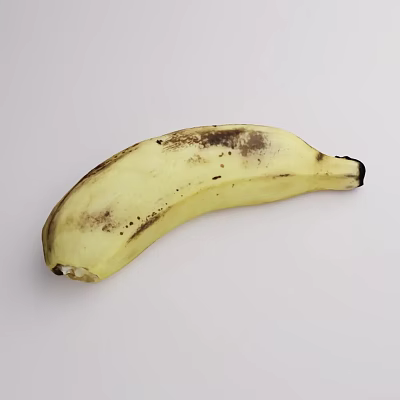 Fresh Ripe Yellow Banana With Natural Brown Spots On White Background 3d model