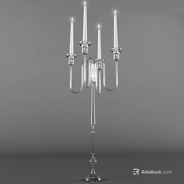 Modern Elegant Candle Lamp With Sleek Metal Frame And Transparent Glass Candlestick Holders 3d model 