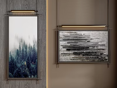 Framed Wall Art Decor Featuring Natural Forest And Abstract Slate Texture 3d model