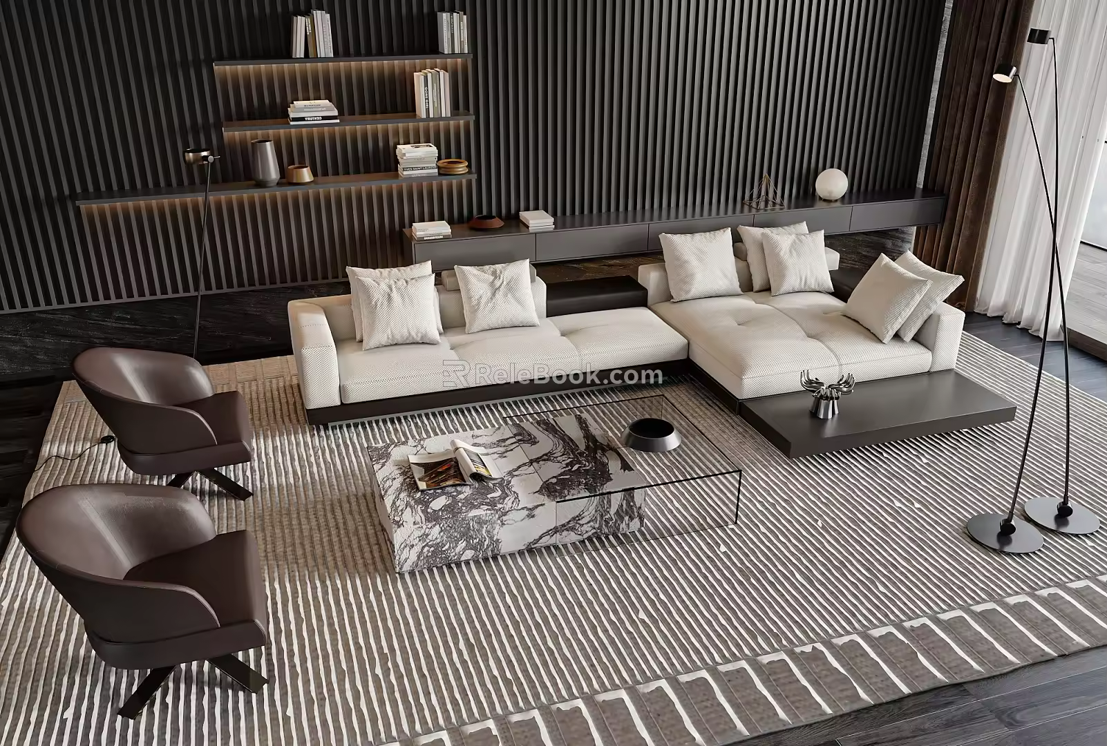 Modern Minotti Sofa Coffee Table Combination 3d model
