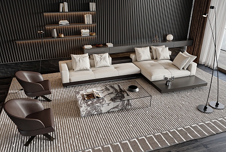 Modern Minotti Sofa Coffee Table Combination 3d model