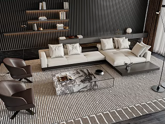 Modern Minotti Sofa Coffee Table Combination 3d model