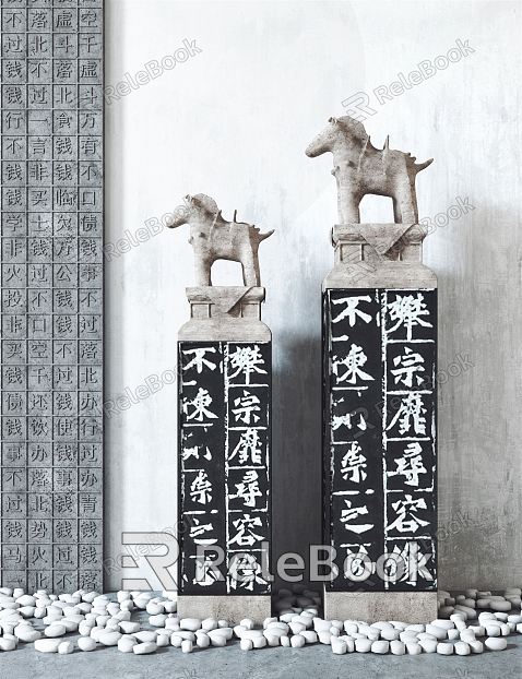 New Chinese Style Horse Pillar Horse Pillar Sculpture Device model