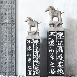 New Chinese Style Horse Pillar Horse Pillar Sculpture Device 3d model