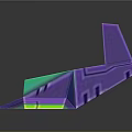 3D Polygonal Sculpture With Colorful Purple Green Reflective Surfaces And Abstract Design