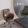 Modern Leather Armchairs Brown And Green Minotti With Swivel Wheels In Contemporary Room Setting