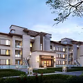 Modern Townhouse Exterior Design With Balconies Greenery And Entrance Walkway