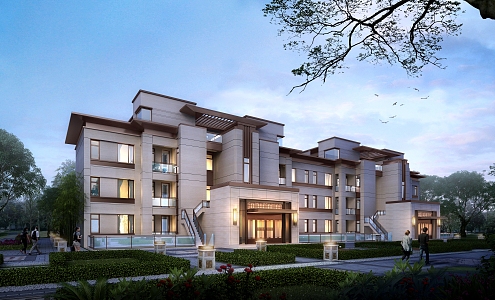 New Chinese townhouse multi-storey residence 3d model