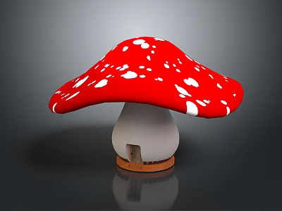 Whimsical Cartoon Scene With Red Mushroom White Spots White Stem And Small House 3d model