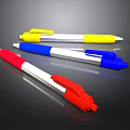 Colorful Retractable Ballpoint Pens With Red Blue Yellow And White Bodies