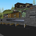 Hilltop Mountain Guesthouse Architecture With Wooden Structures And Terraced Design