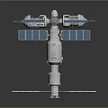 Detailed Space Station 3D Model with Solar Panels and Connected Modules 3d model