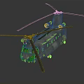 Realistic Military Transport Helicopter 3D Model With Dual Rotors And Camouflage Paint