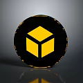 Black Military Grenade Featuring Yellow Cube Logo On Shiny Tactical Surface