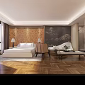 Hotel Guest Room Interior With King Size Bed Sofa TV And Floor To Ceiling Windows