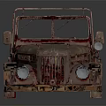 Vintage Rusty Metal Toy Car Model With Open Top And Weathered Finish