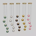 Modern Glass Chandeliers with Spherical Transparent Shades and Multiple Color Options and Gold Metal Accents