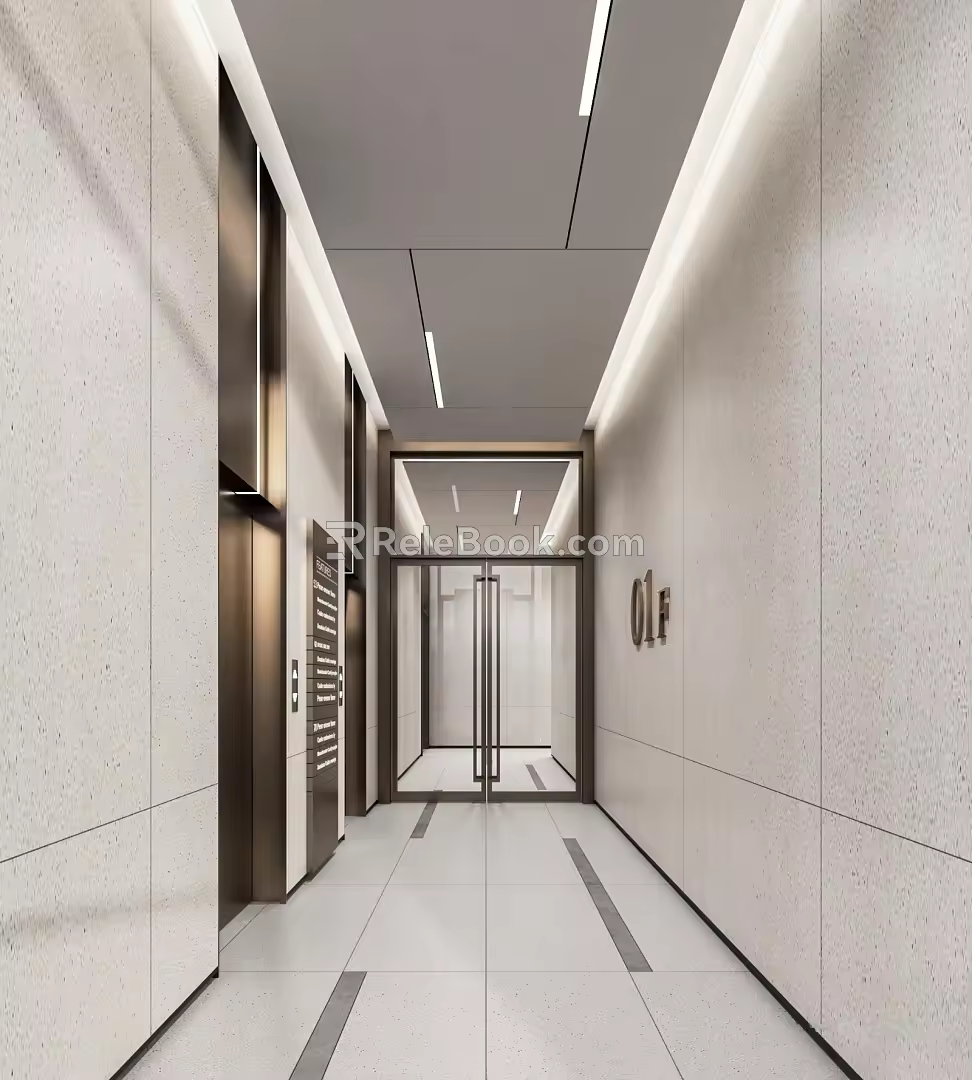 modern elevator hall 3d model