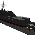 Modern Warship With Hull Number 90 Gray Hull Red Bottom Radar Antennas And Upper Structure